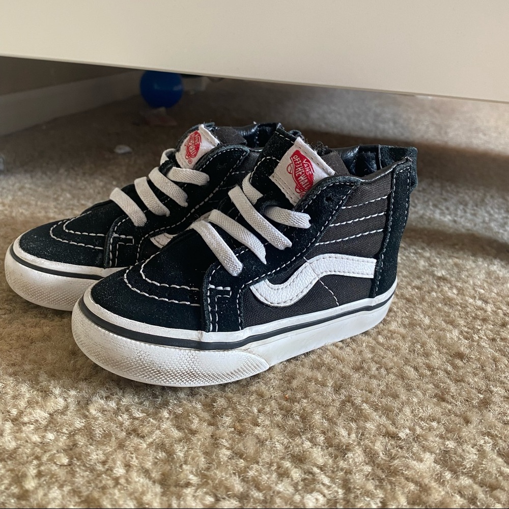 Toddler high top vans zip zipper no tie lace classic slip on size US 5.5 GUC